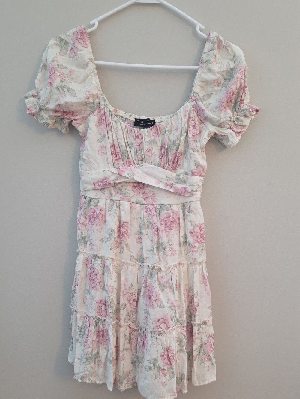 Trixxi Cream Mini Dress with Pink Floral Print